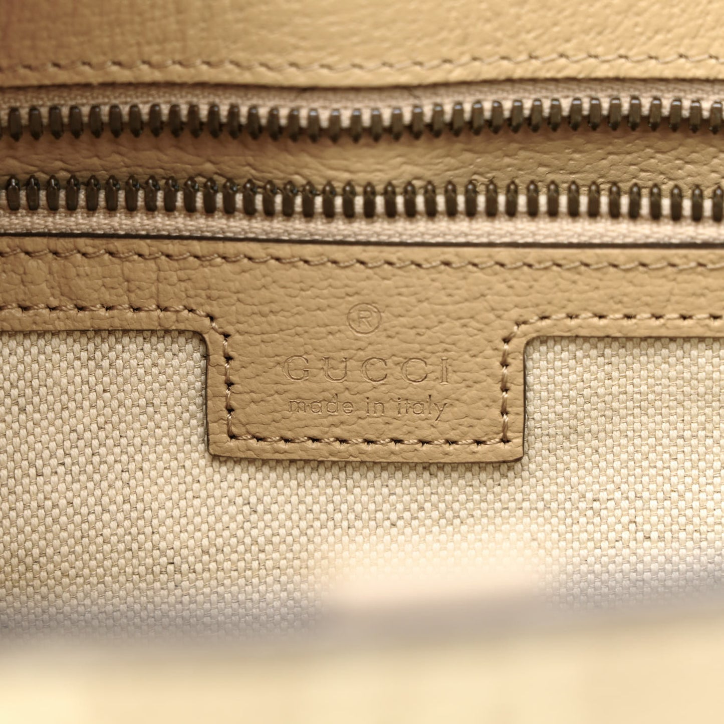 GG Supreme Monogram Textured Dollar Calfskin Small Retro Interlocking G Tote Bag Beige Mystic White Oatmeal