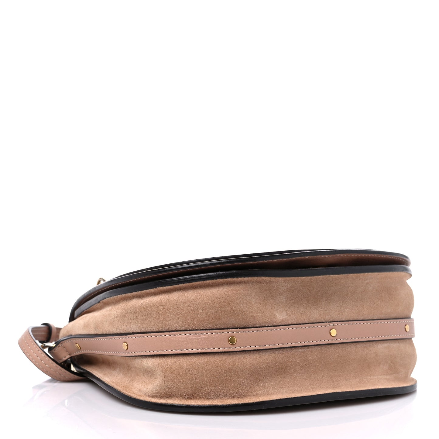 Calfskin Suede Medium Nile Bracelet Bag Biscotti Beige