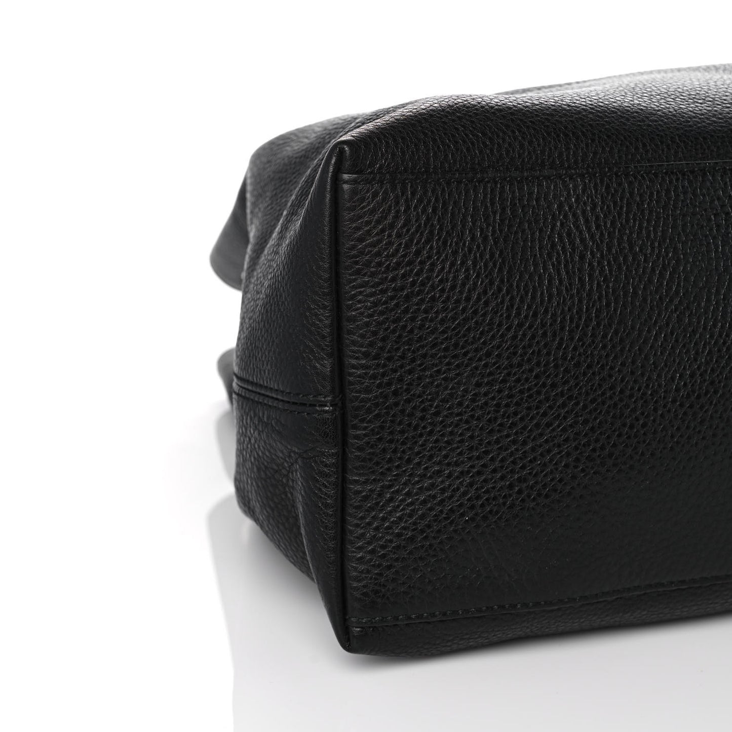 Pebbled Calfskin Large Soho Chain Shoulder Bag Black