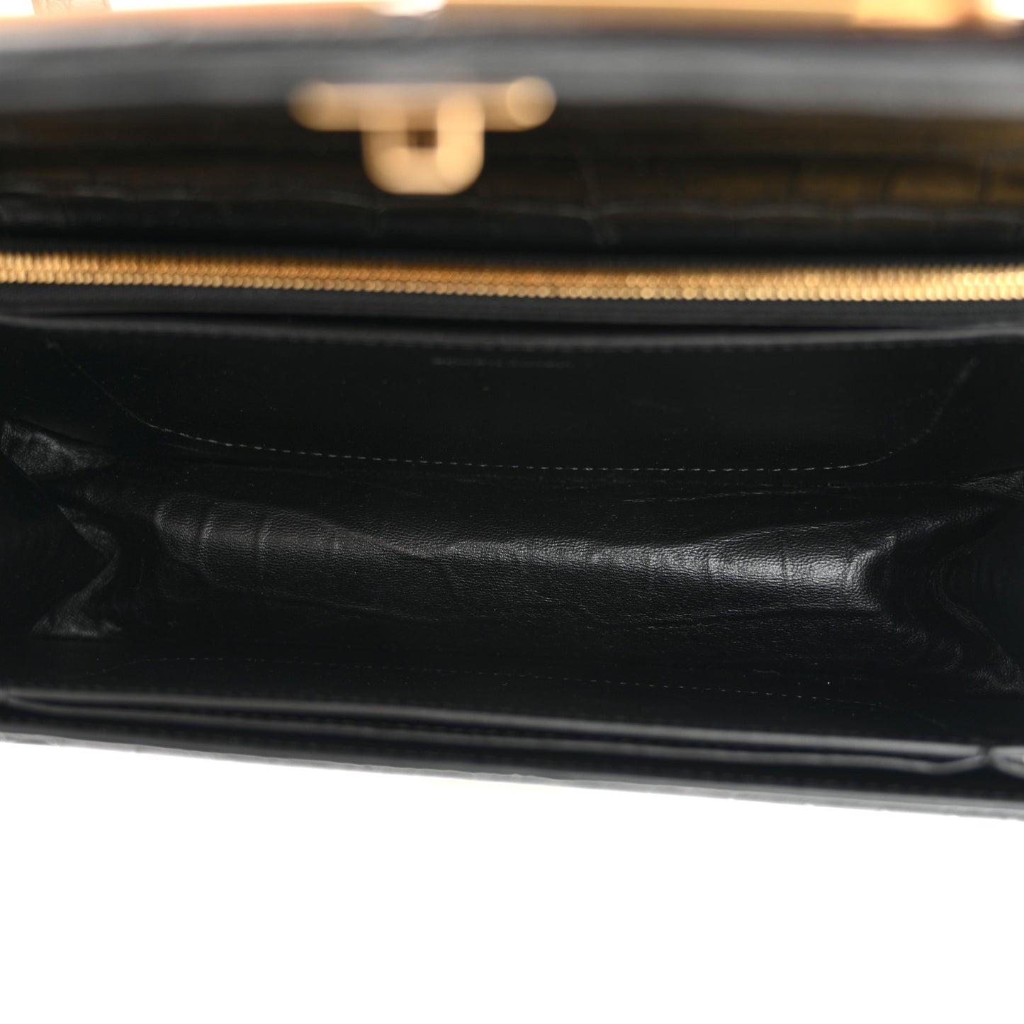 Extra Supple Calfskin Crocodile Embossed Small Gossip Bag Black