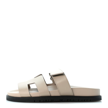 Hermes Calfskin Womens Chypre Sandals 36.5 Beige Mastic 1 of 10