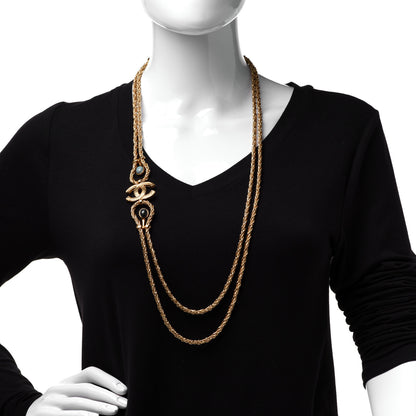 Chanel Gripoix Poured Glass Braided CC Long Necklace Gold Green Blue 2 of 6