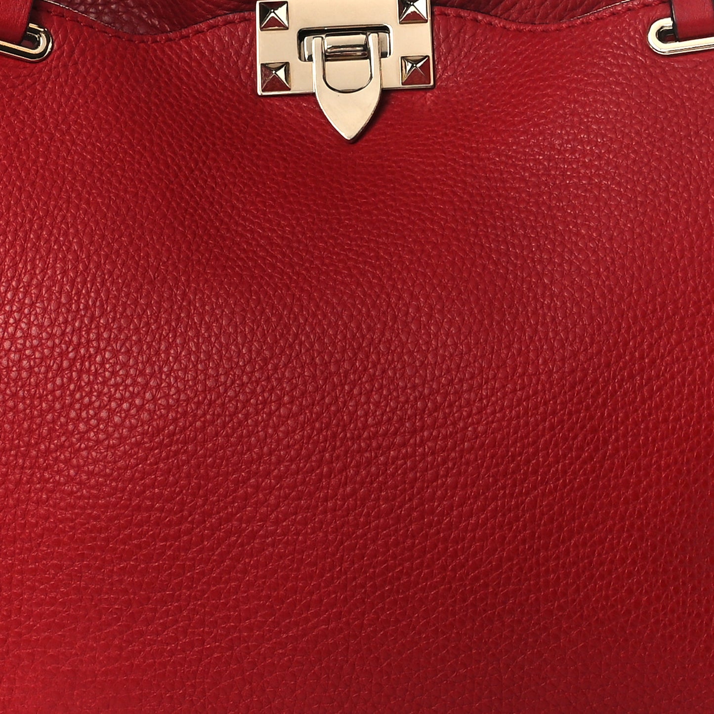 Pebbled Calfskin Medium Rockstud Tote Rosso Valentino
