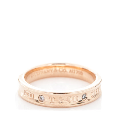 Tiffany 18K Rose Gold Diamond Narrow 1837 Ring 6.5 1 of 5