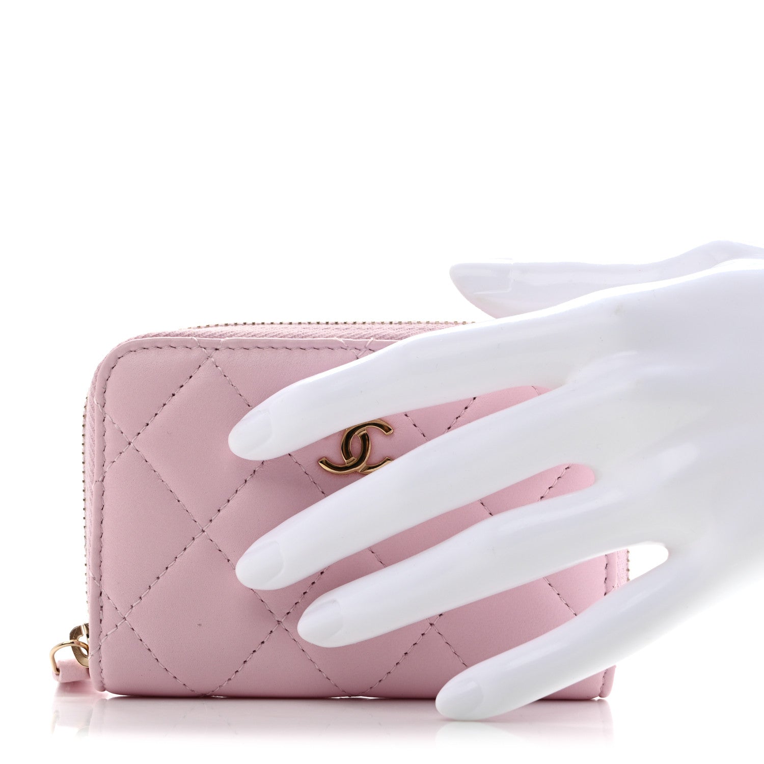 Chanel Lambskin Quilted Zip Around Coin Purse Light Pink 2 of 10