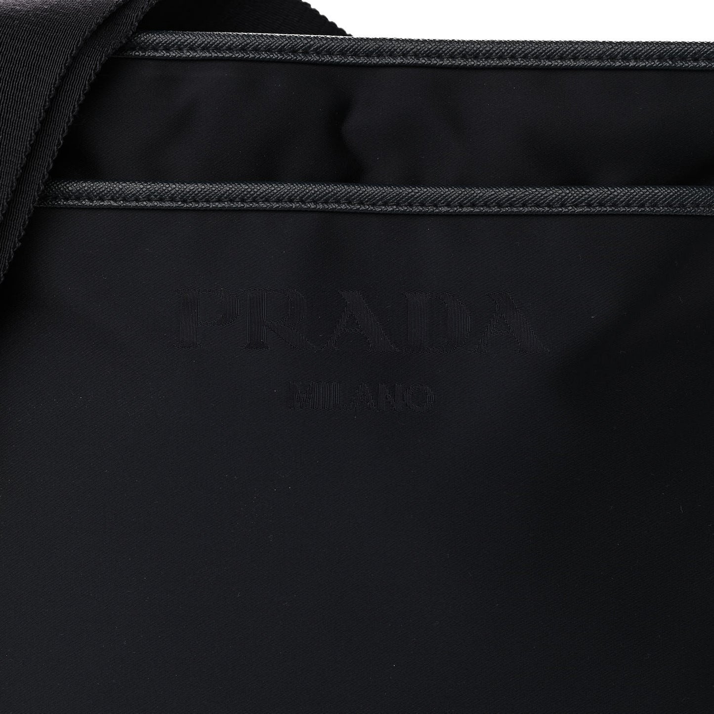 Nylon Saffiano Flat Messenger Bag Black