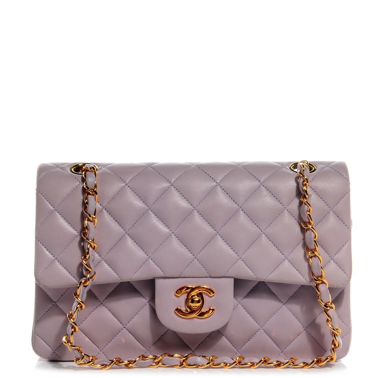 Lambskin Quilted Small Double Flap Lilac