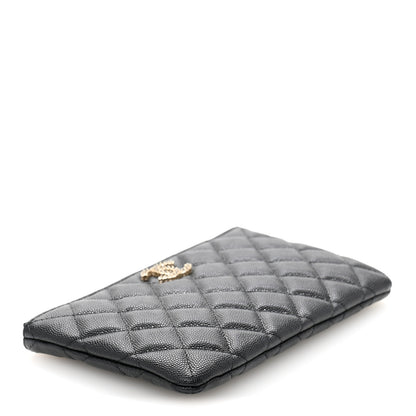Chanel Shiny Caviar Quilted Strass CC Cosmetic Case Black 4 of 9
