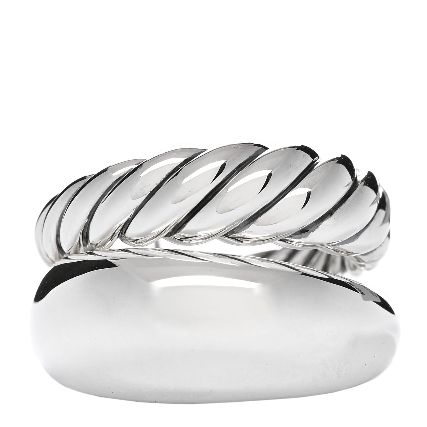 Sterling Silver 17mm Pure Form Two Row Ring 53 6.5