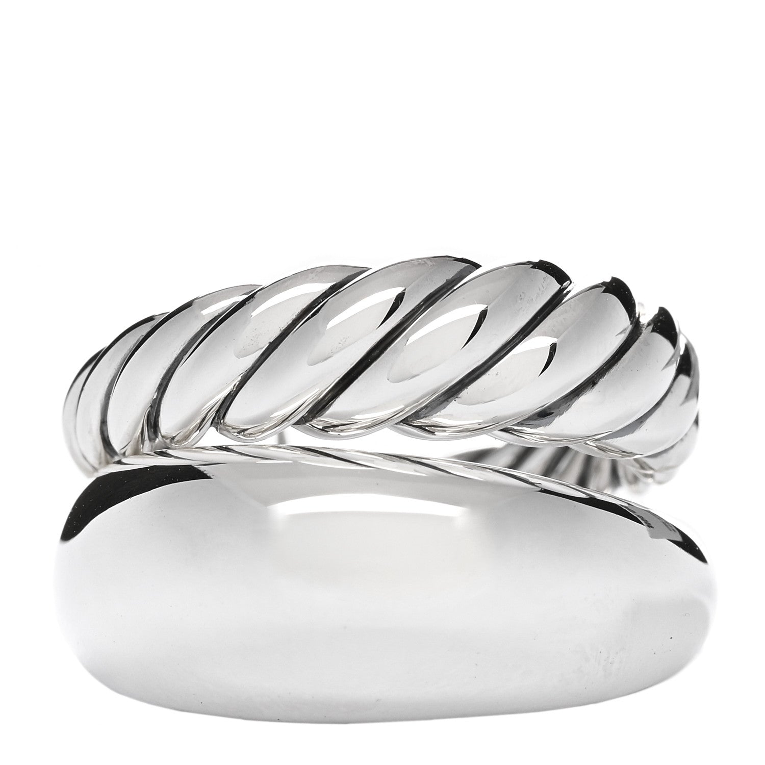 David Yurman Sterling Silver 17mm Pure Form Two Row Ring 53 6.5 1 of 3