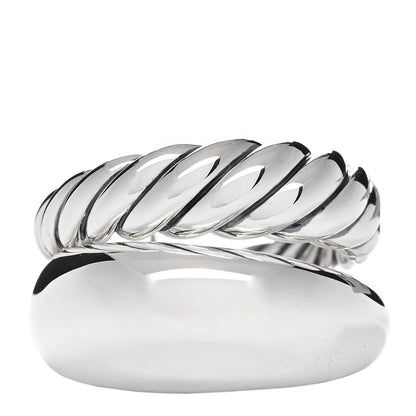 David Yurman Sterling Silver 17mm Pure Form Two Row Ring 53 6.5 1 of 3