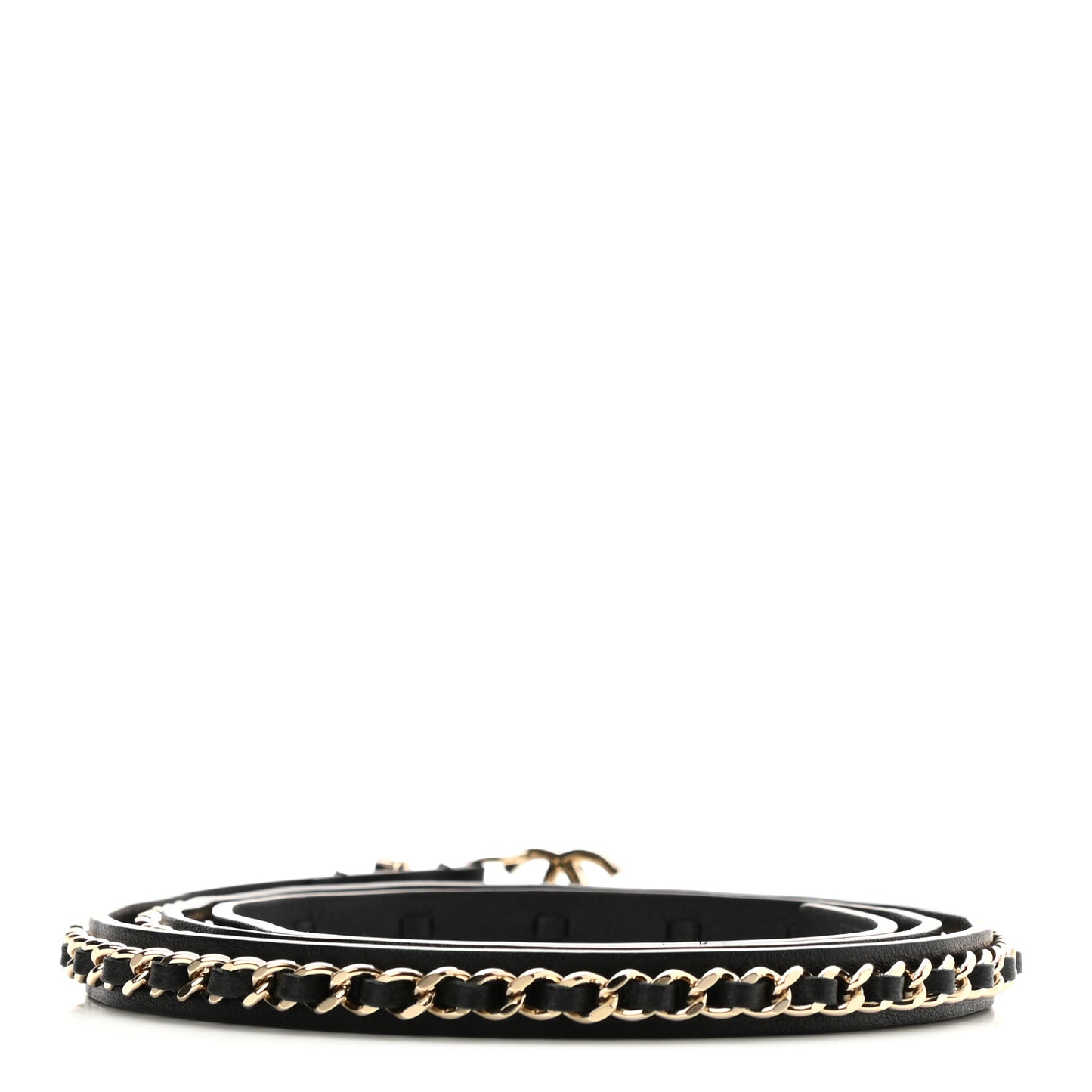 Calfskin Metal CC Chain Belt 90 36 Black