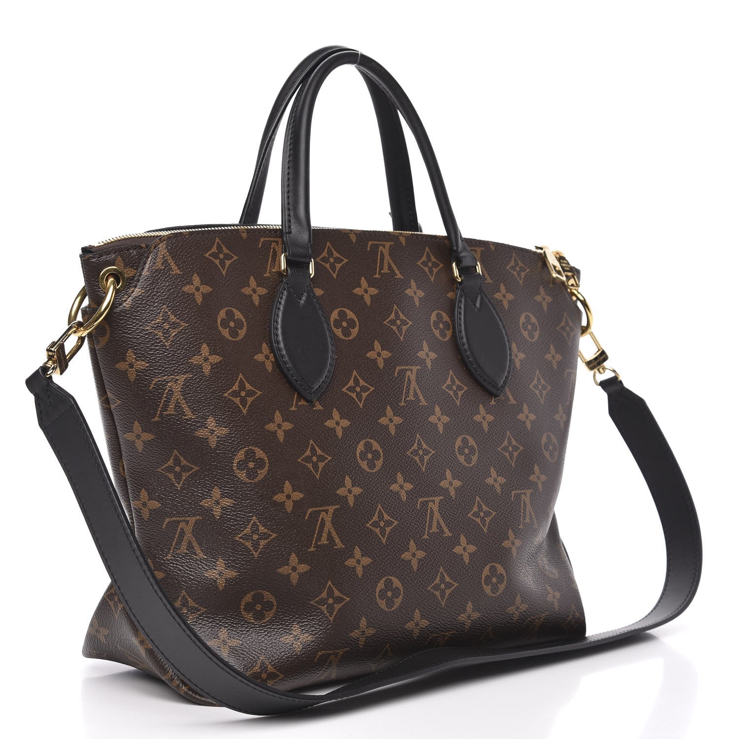 Louis Vuitton Monogram Flower Zipped Tote MM Black 4 of 9