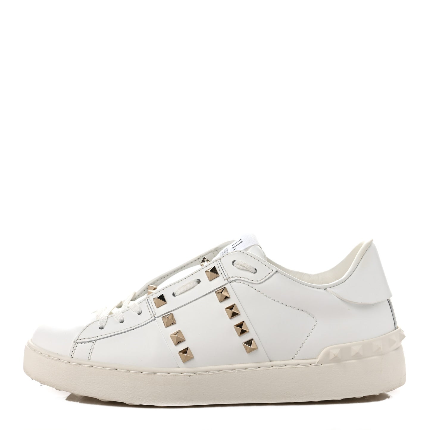 Calfskin Rockstud Untitled Open Sneakers 38.5 White