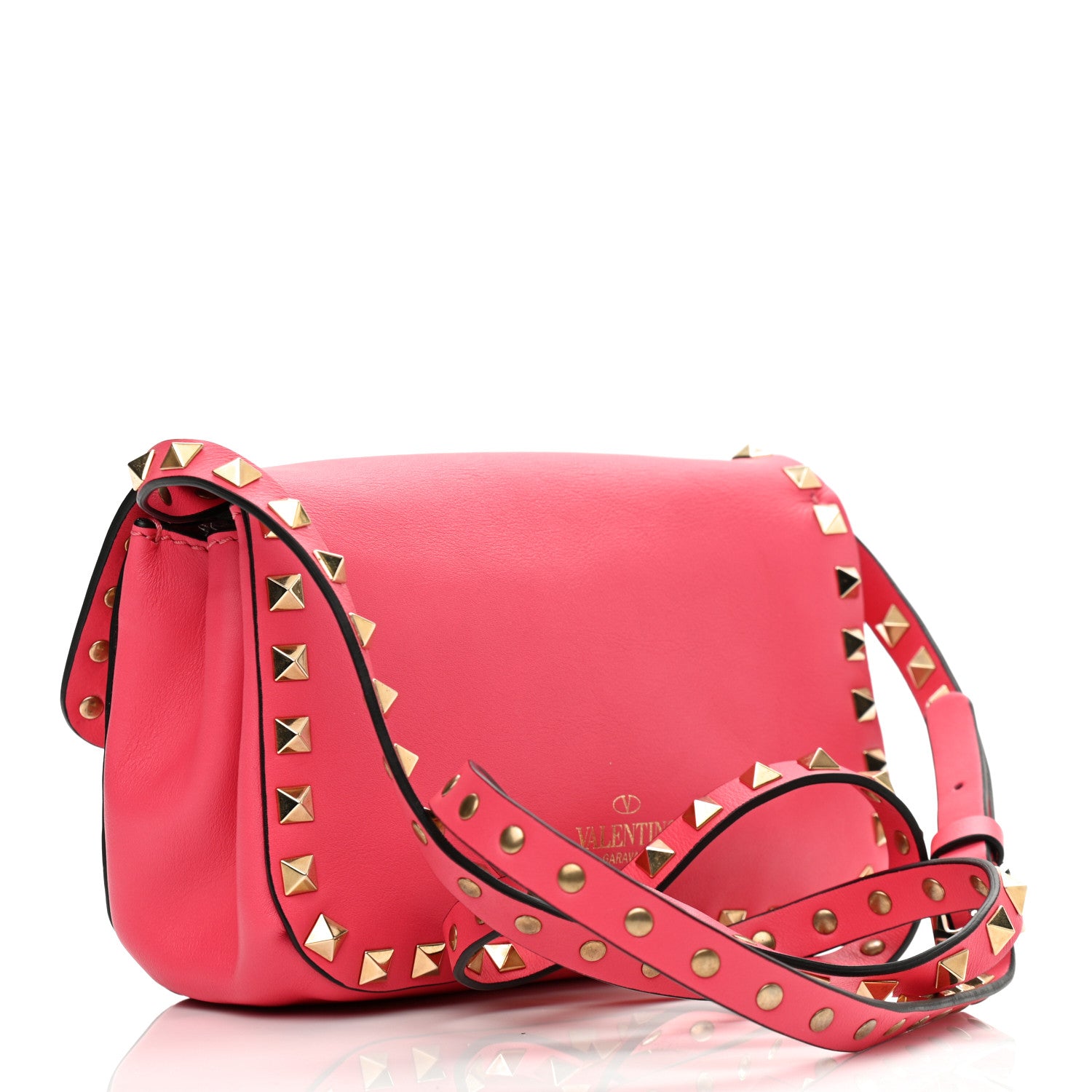 Valentino Garavani Vitello Mini Rockstud Flap Saddle Crossbody Bag Deep Rose 3 of 10