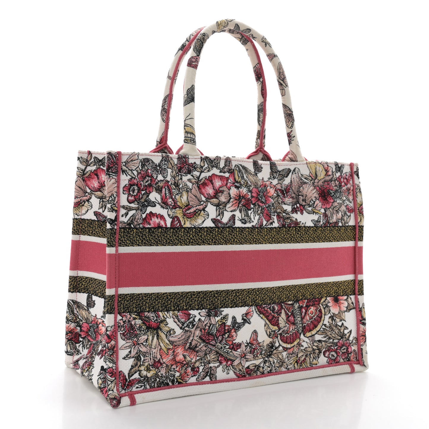 Canvas Embroidered Medium Butterfly Print Book Tote Multicolor