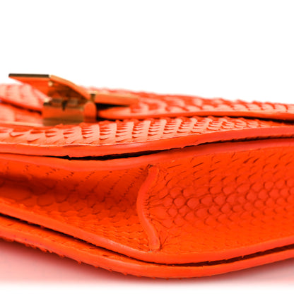 Celine Snakeskin Medium Classic Box Flap Orange 10 of 14