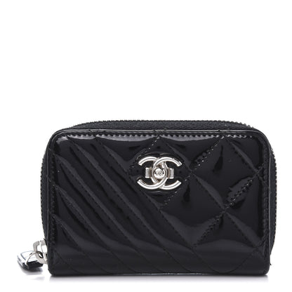 Chanel Patent Quilted Coco Boy Zip Coin Purse Black 1 of 10
