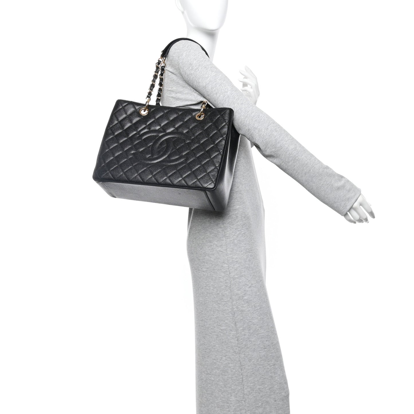 Caviar Quilted Grand Shopping Tote GST Black