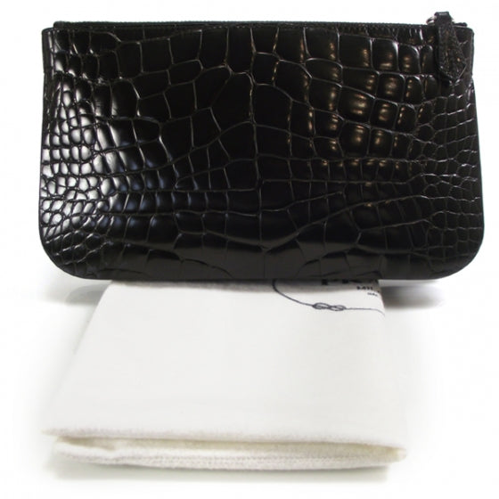 Crocodile Embossed Clutch Black