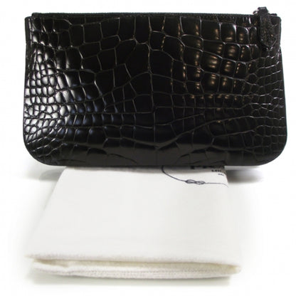 Prada Crocodile Embossed Clutch Black 2 of 8