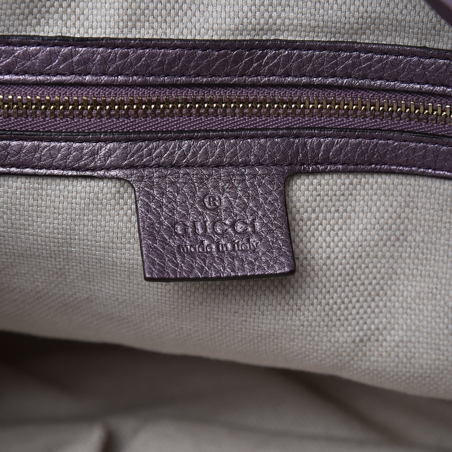 Gucci Metallic Pebbled Calfskin Medium Soho Chain Shoulder Bag Purple 6 of 10