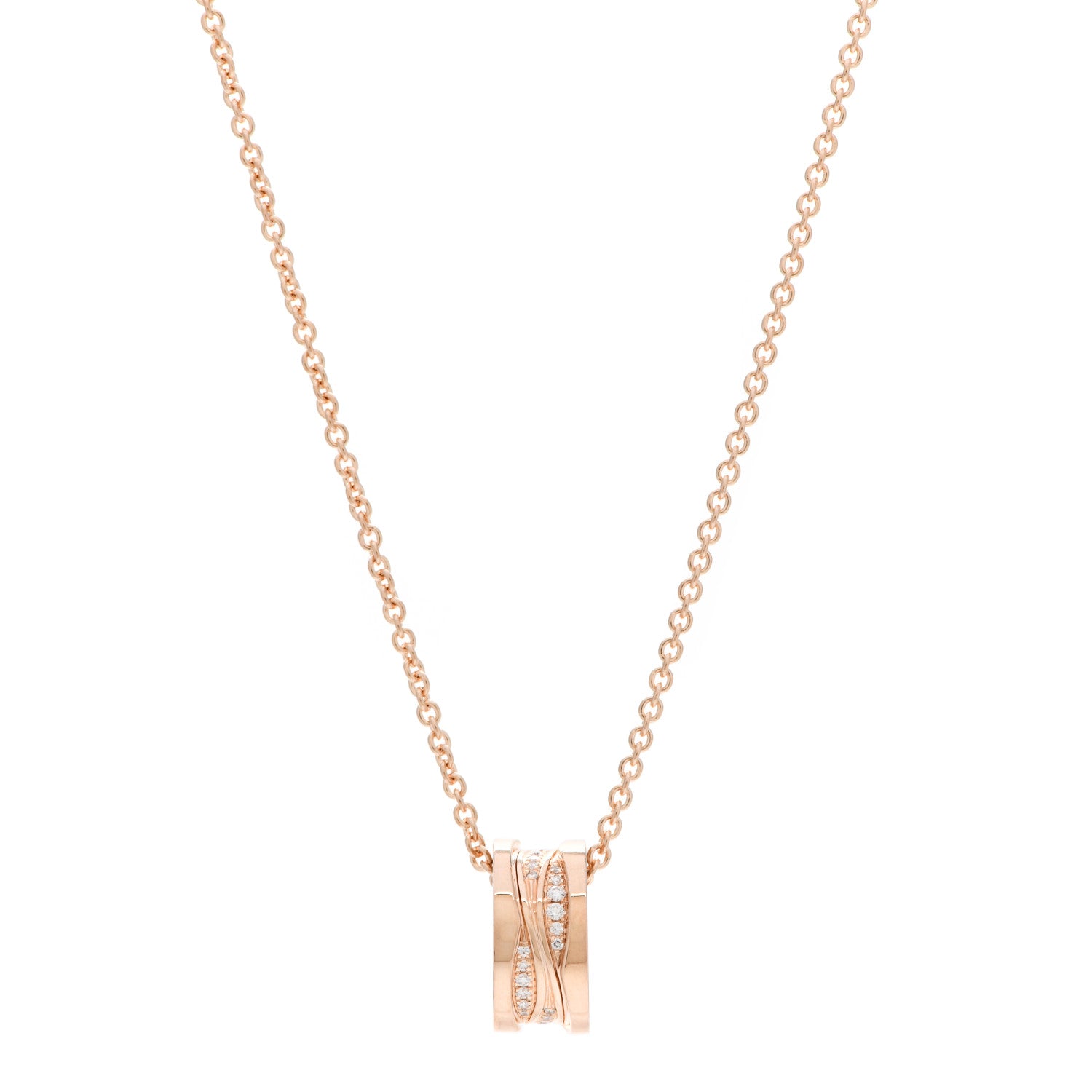 Bulgari 18K Rose Gold Diamond B.Zero1 Legend Pendant Necklace 1 of 7