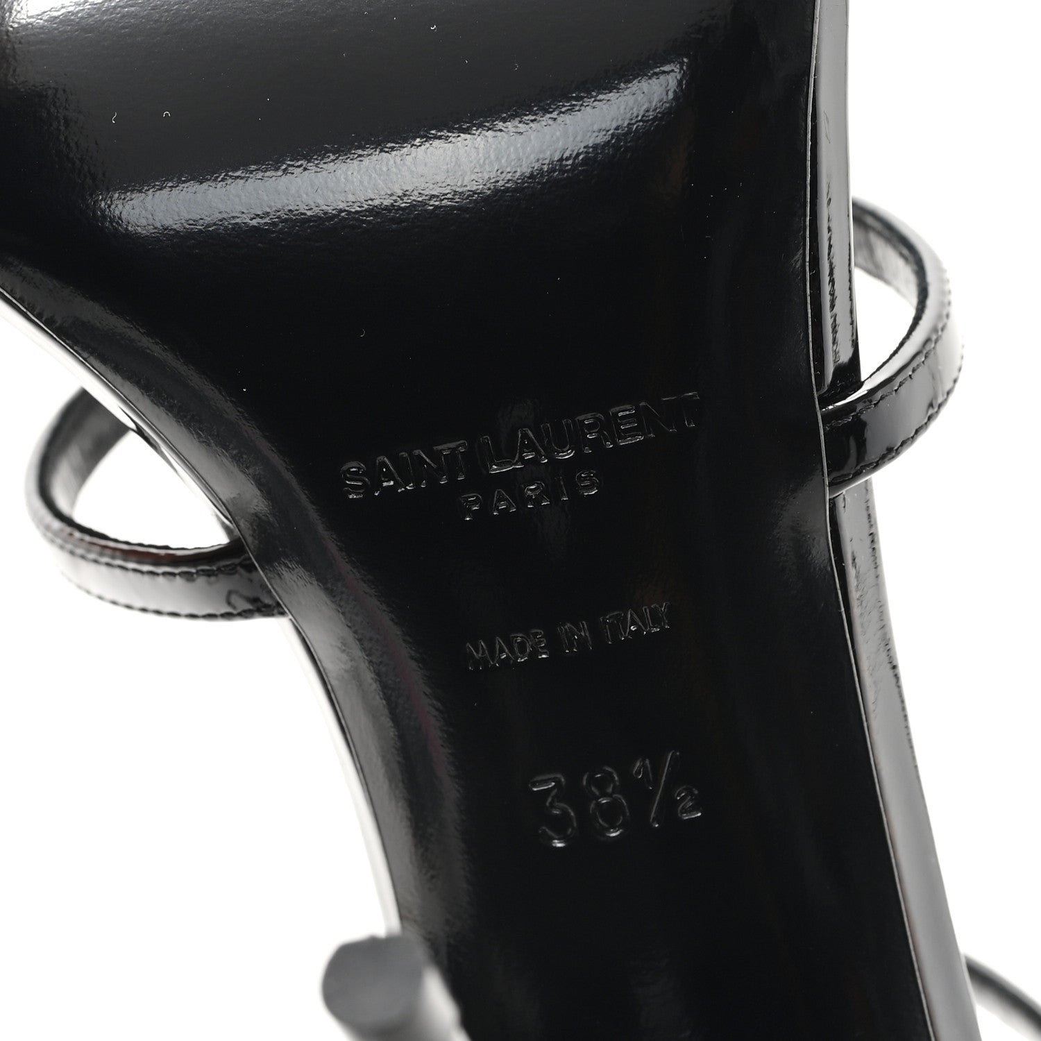 Saint Laurent Patent Cassandra 100 Sandals 38.5 Black 7 of 10