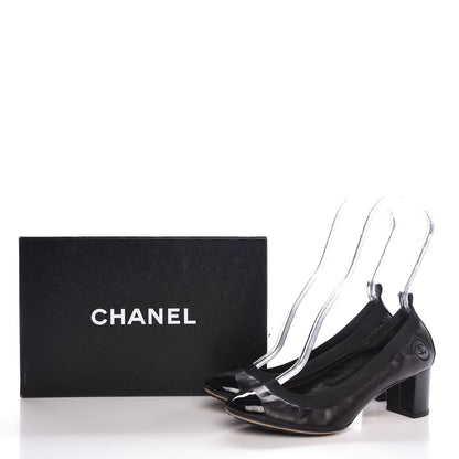 Chanel Lambskin Patent CC Elastic Stretch Pumps 38.5 Black 12 of 12