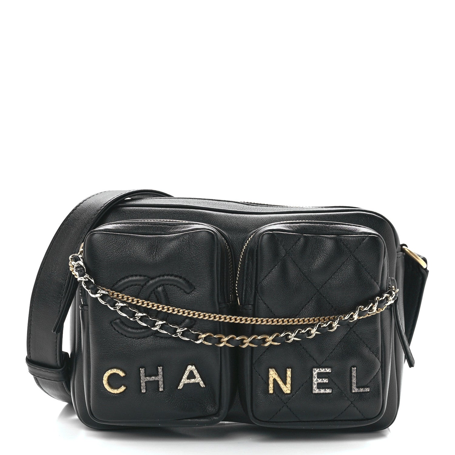 Chanel Calfskin Quilted Small Camera Case Black 1 of 12