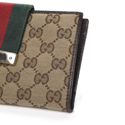 Gucci Monogram Calfskin Ladies Web Continental Wallet Beige Ebony Cocoa 8 of 10