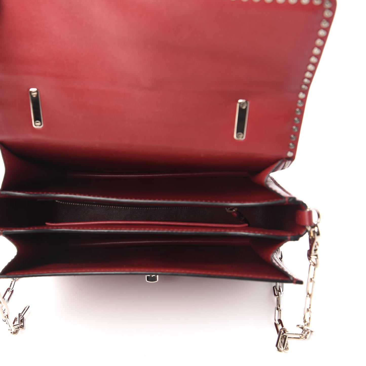 Vitello Rockstud Cabana Top Handle Bag Rubino
