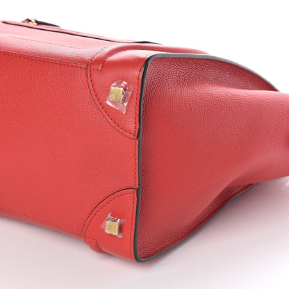 Celine Drummed Calfskin Mini Luggage Coquelicot 8 of 9