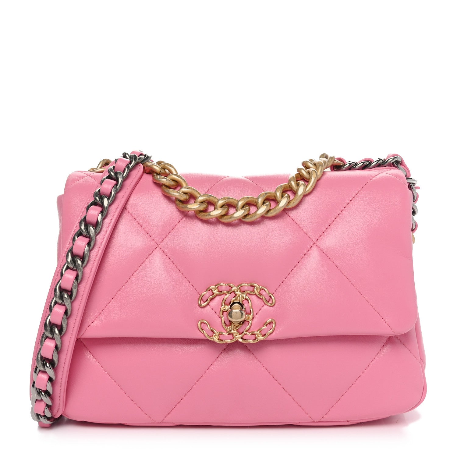 Chanel Lambskin Quilted Medium Chanel 19 Flap Pink 1 of 11