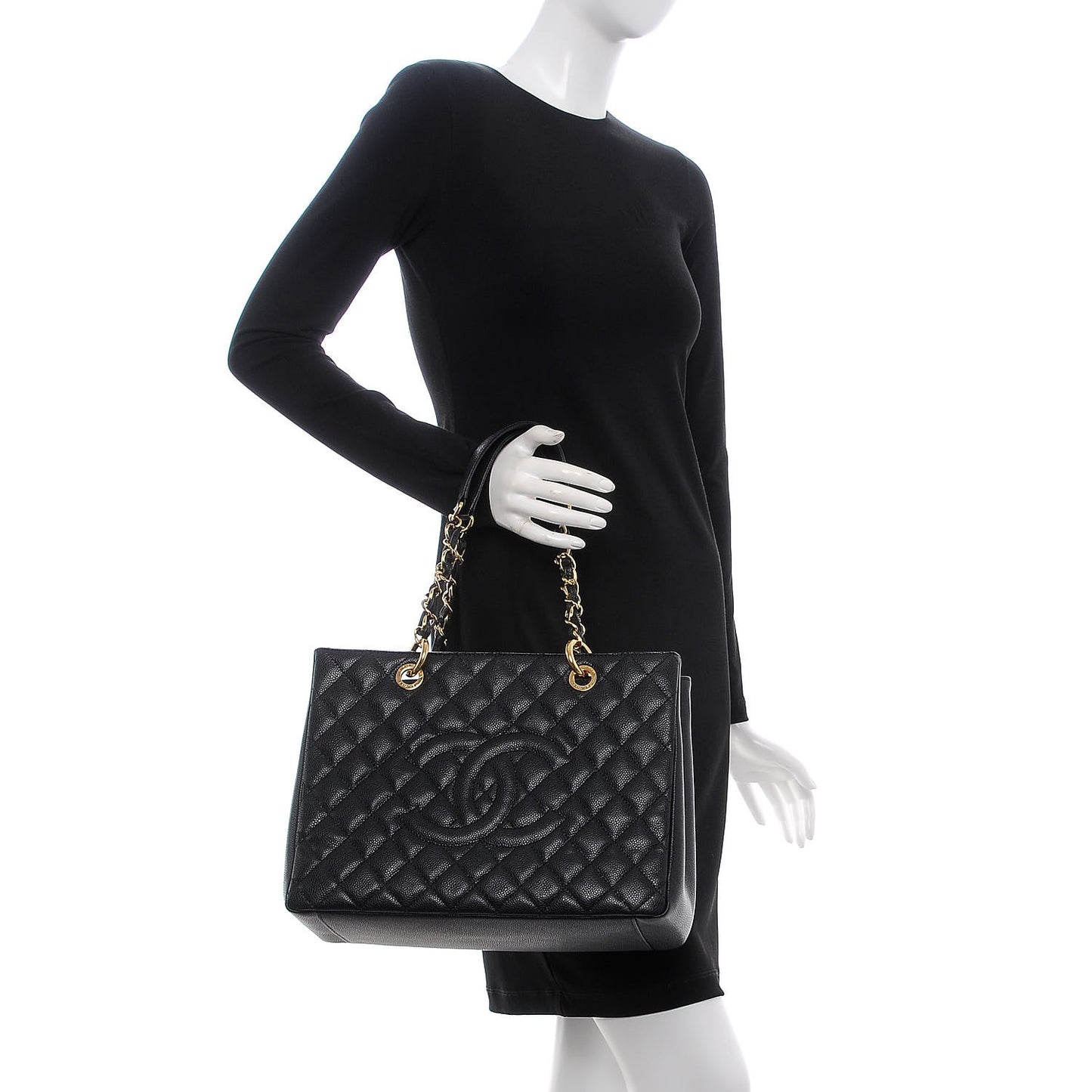 Caviar Quilted Grand Shopping Tote GST Black