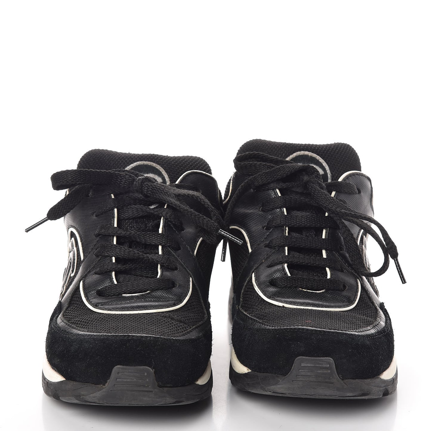 Suede Calfskin CC Sneakers 38 Black White