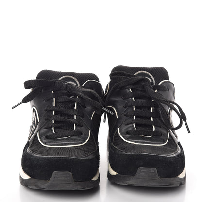 Chanel Suede Calfskin CC Sneakers 38 Black White 2 of 8