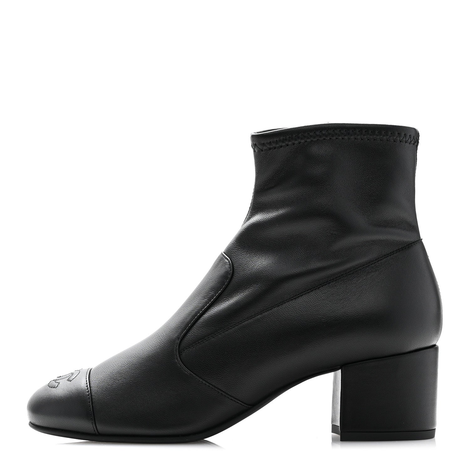 Chanel Lambskin Ankle Boots 37.5 Black 1 of 9
