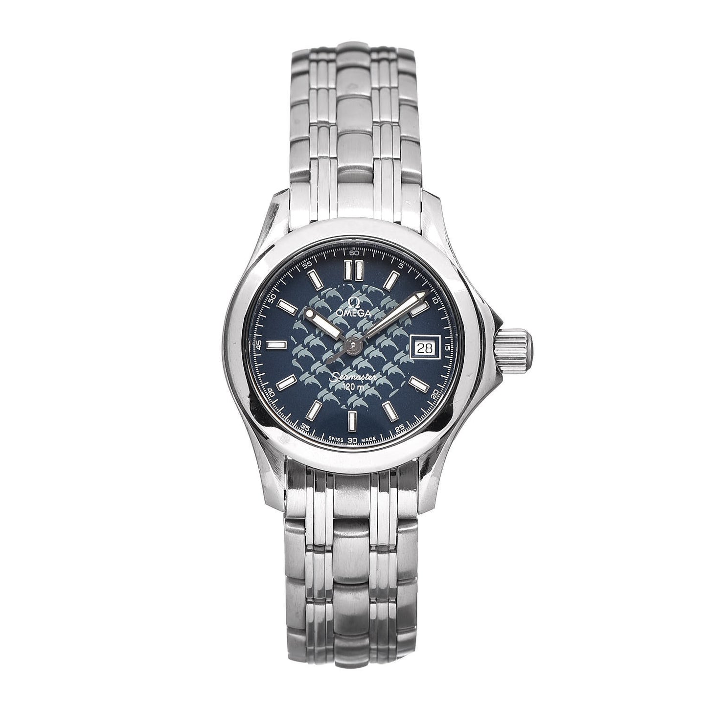 Stainless Steel 26mm Seamaster Jacques Mayol Quartz Watch Blue 2500.80