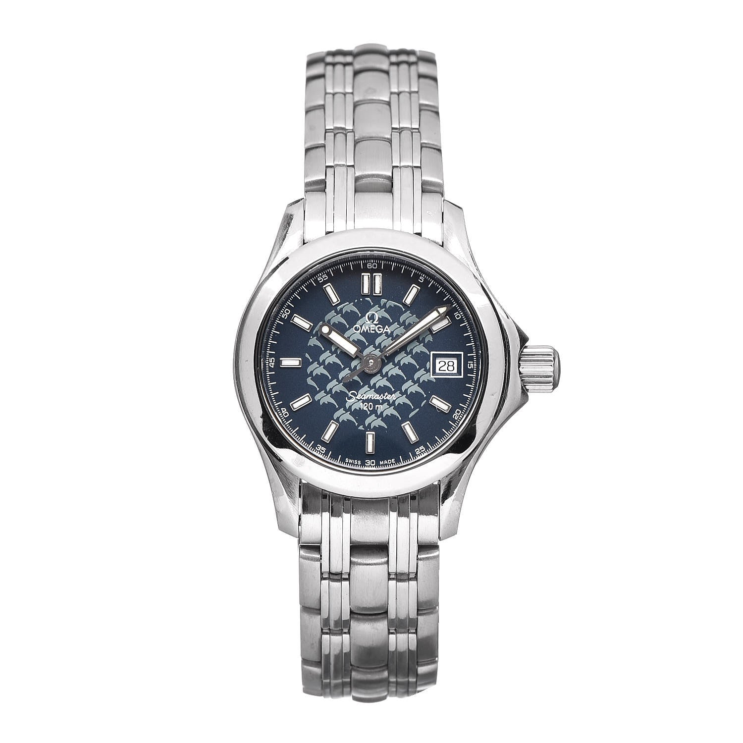 Omega Stainless Steel 26mm Seamaster Jacques Mayol Quartz Watch Blue 2500.80 1 of 7