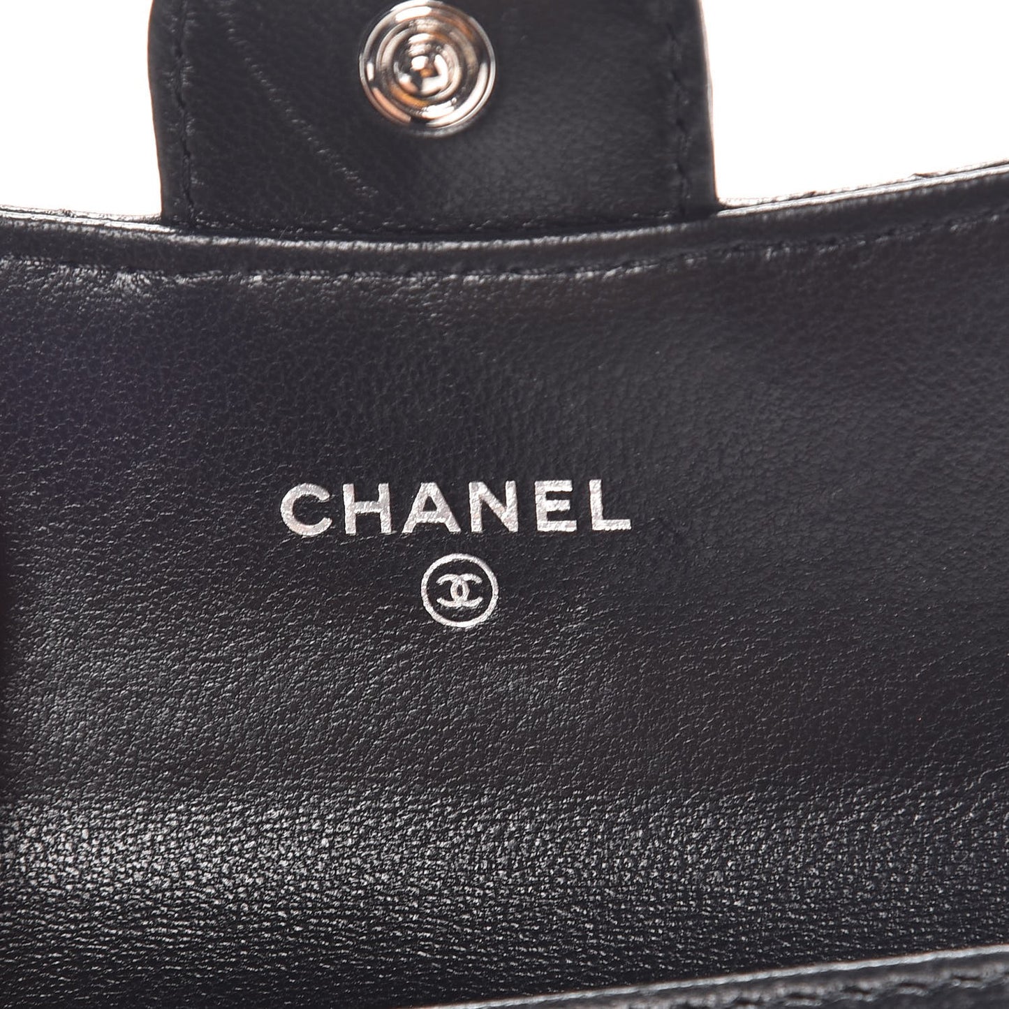 Lambskin Quilted Flap Card Holder Black