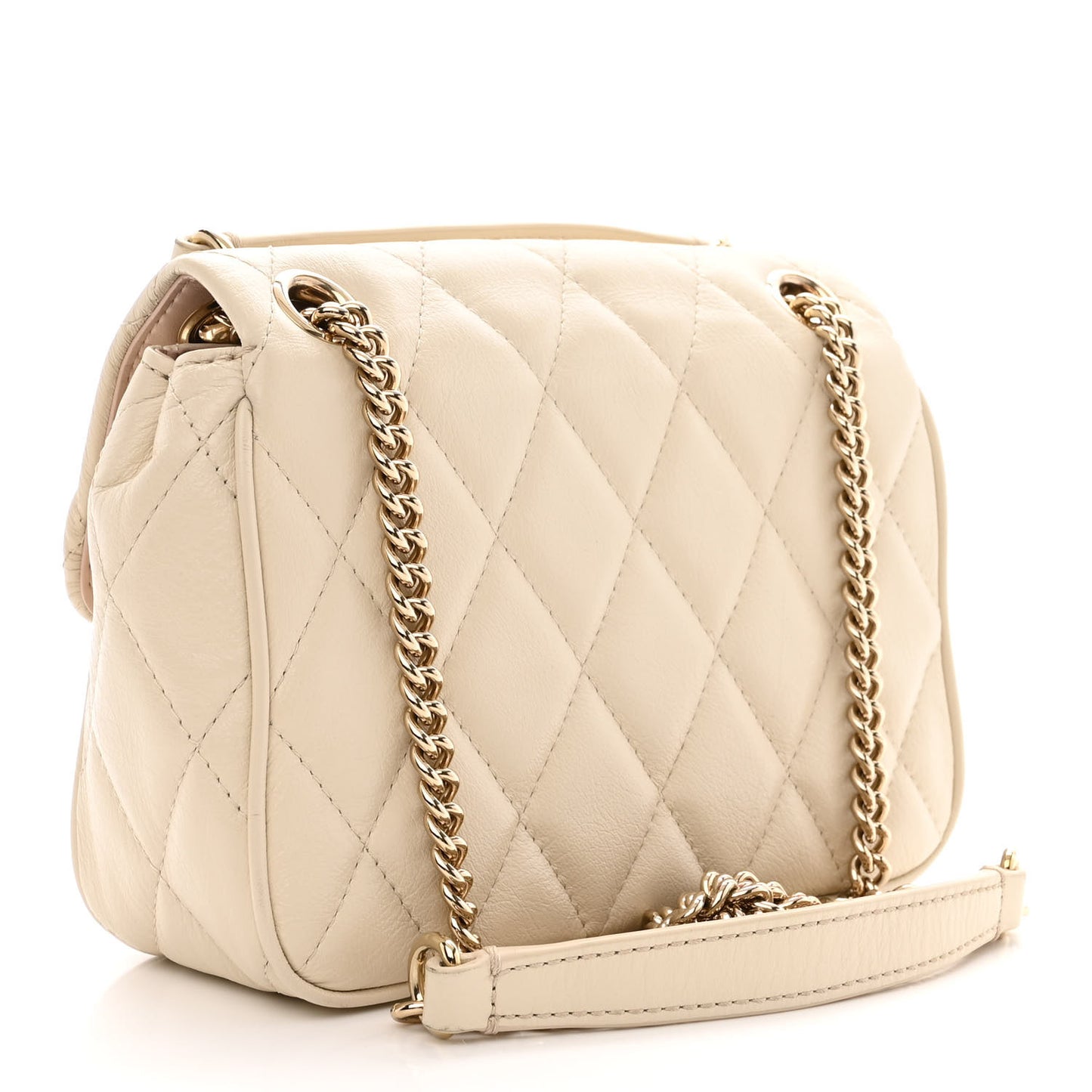 Shiny Calfskin Quilted Mini Darley Shoulder Bag Chalk
