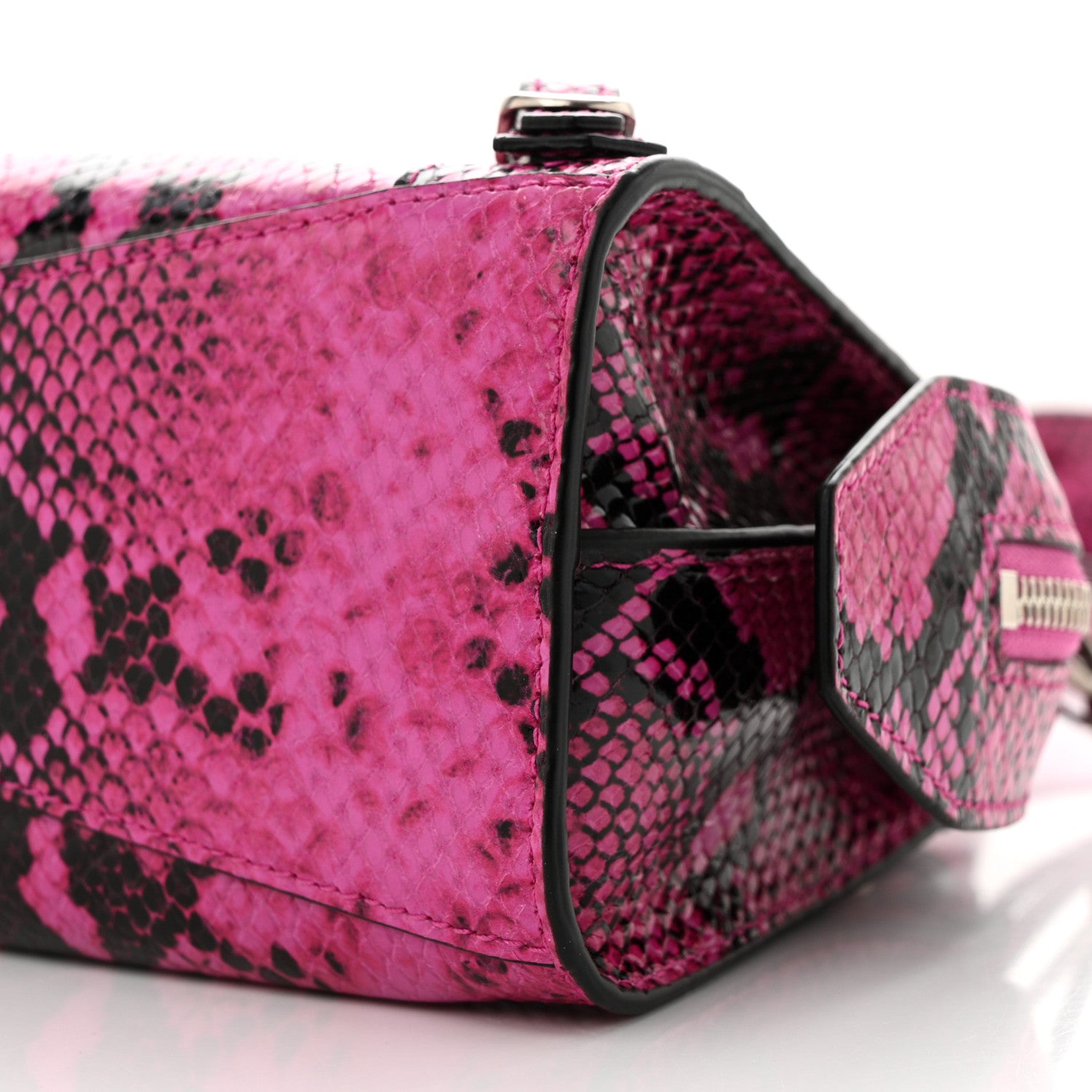 Balenciaga Calfskin Python Effect Neo Classic Silver Hardware Mini City Fuchsia Black 11 of 11