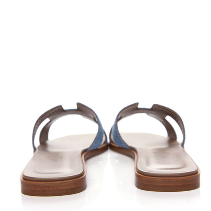 Hermes Denim Canvas Oran Sandals 36.5 Bleu Clair 7 of 11