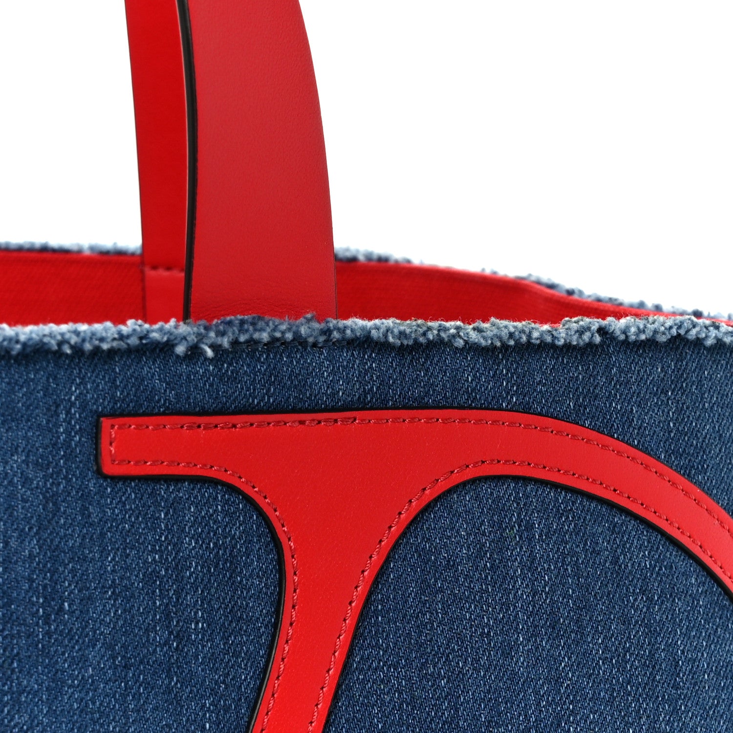 Valentino Garavani Denim Small Escape Tote Blue Red 10 of 12