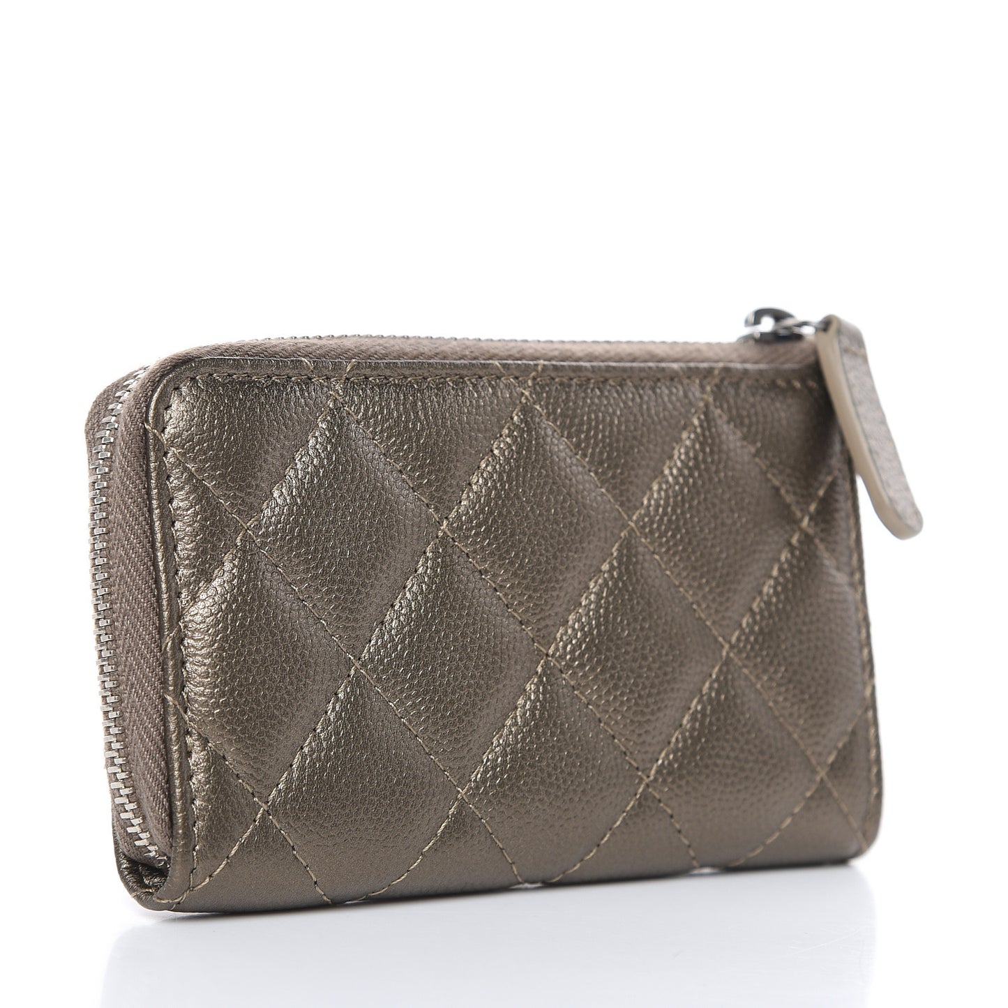 Metallic Caviar Quilted Key Holder Case Bronze