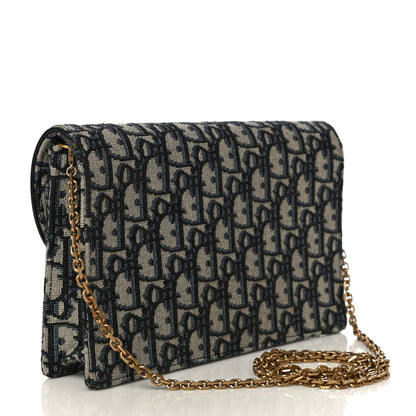 Christian Dior Oblique Saddle Chain Pouch Blue 3 of 10