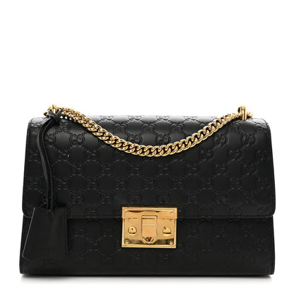 Gucci Guccissima Medium Padlock Shoulder Bag Black 1 of 12