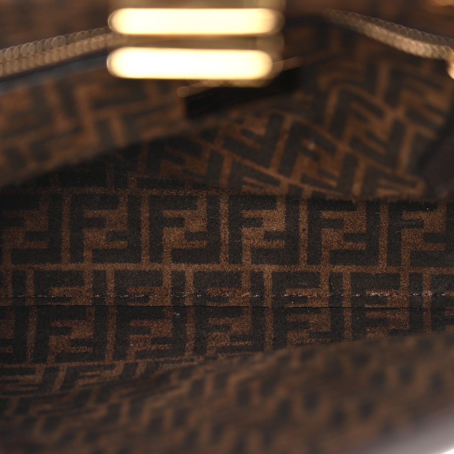 Vitello Seta Suede FF Mini Peekaboo Iconic Satchel Chocolate Sigaro Marrone