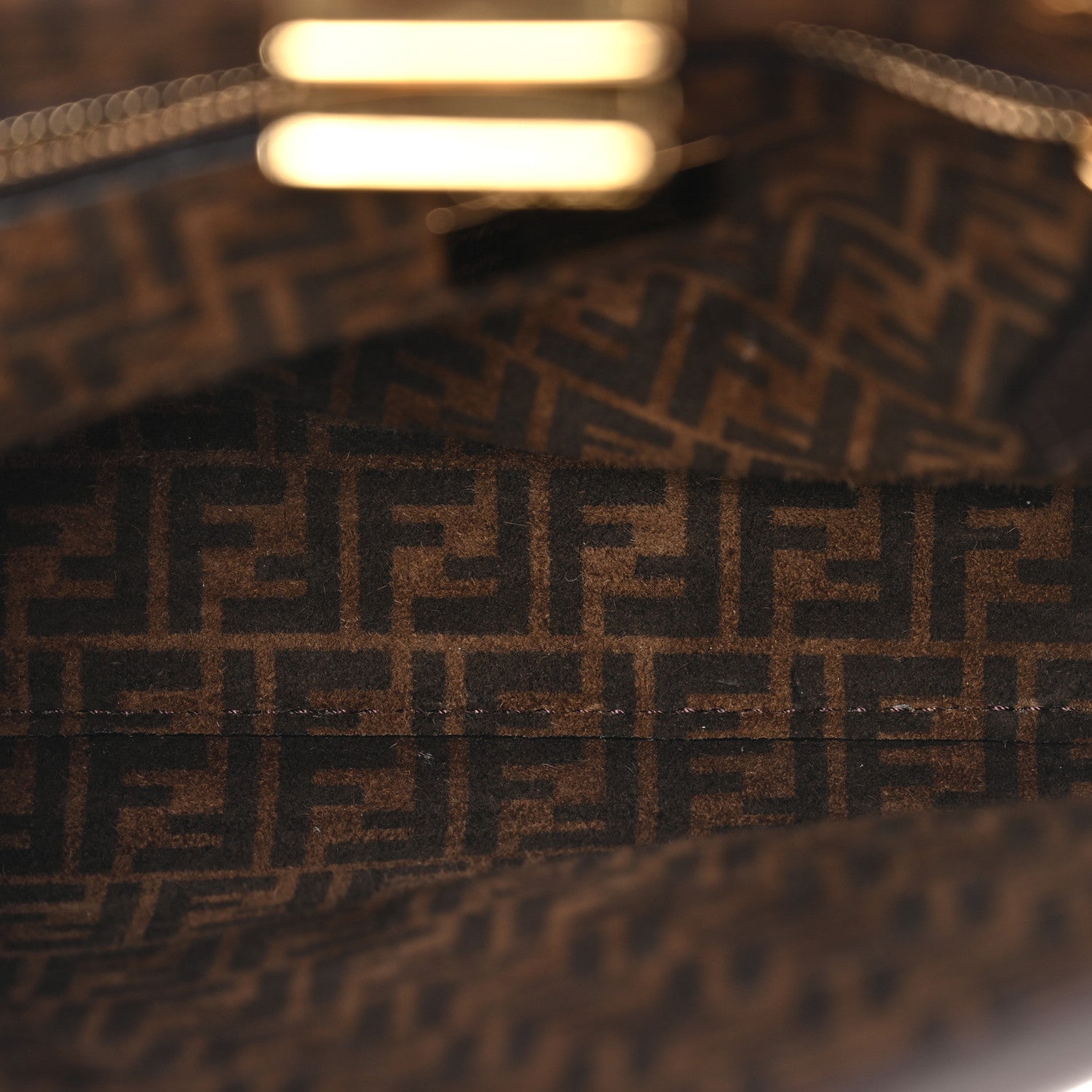 Fendi Vitello Seta Suede FF Mini Peekaboo Iconic Satchel Chocolate Sigaro Marrone 6 of 11